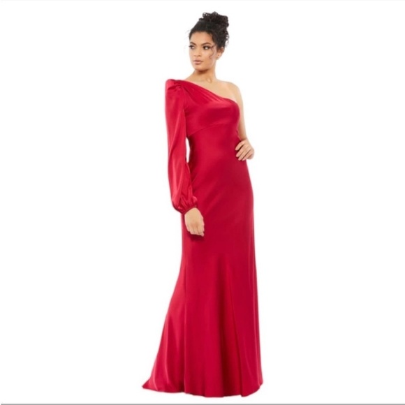 Mac Duggal Dresses & Skirts - NWT IENNA for Mac Duggal | One Shoulder Blouson Sleeve Gown in Ruby Red | sz 14